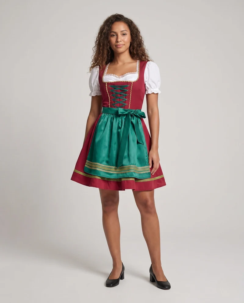 Festliches traditionelles Damenkleid mit floralen Akzenten Nord Taschen