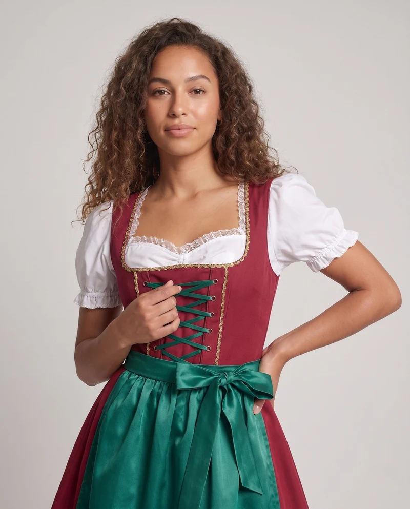 Festliches traditionelles Damenkleid mit floralen Akzenten Nord Taschen