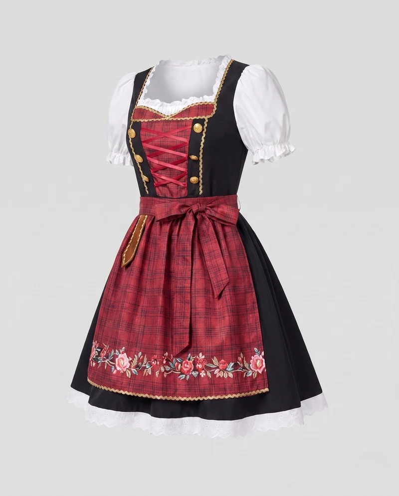 Festliches traditionelles Damenkleid mit floralen Akzenten Nord Taschen