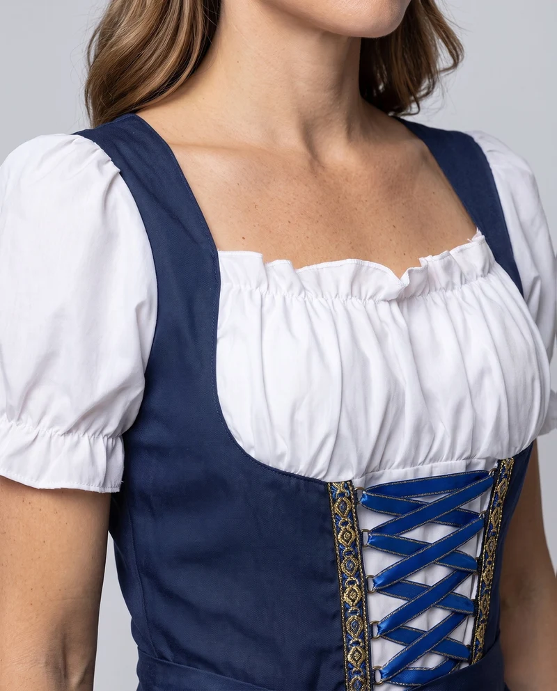 Damen Trachten Dirndl Kleid mit Rüschen und Karodetails Nord Taschen
