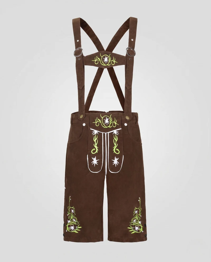 Herren elegante traditionelle Lederhosen mit aufwendiger Stickerei Nord Taschen