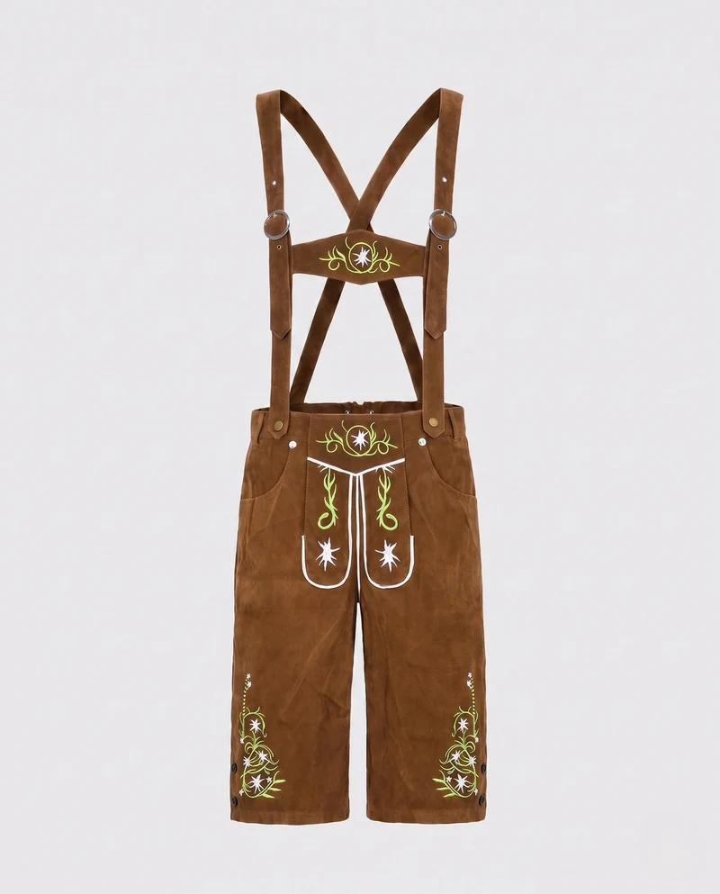 Herren elegante traditionelle Lederhosen mit aufwendiger Stickerei Nord Taschen