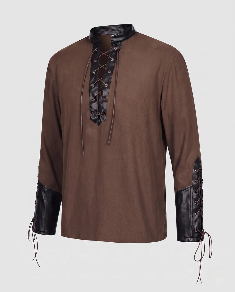 Frauenhistorisches Shirt mit dekorativen Schnürdetails und künstlerischen Ärmeln Nord Taschen