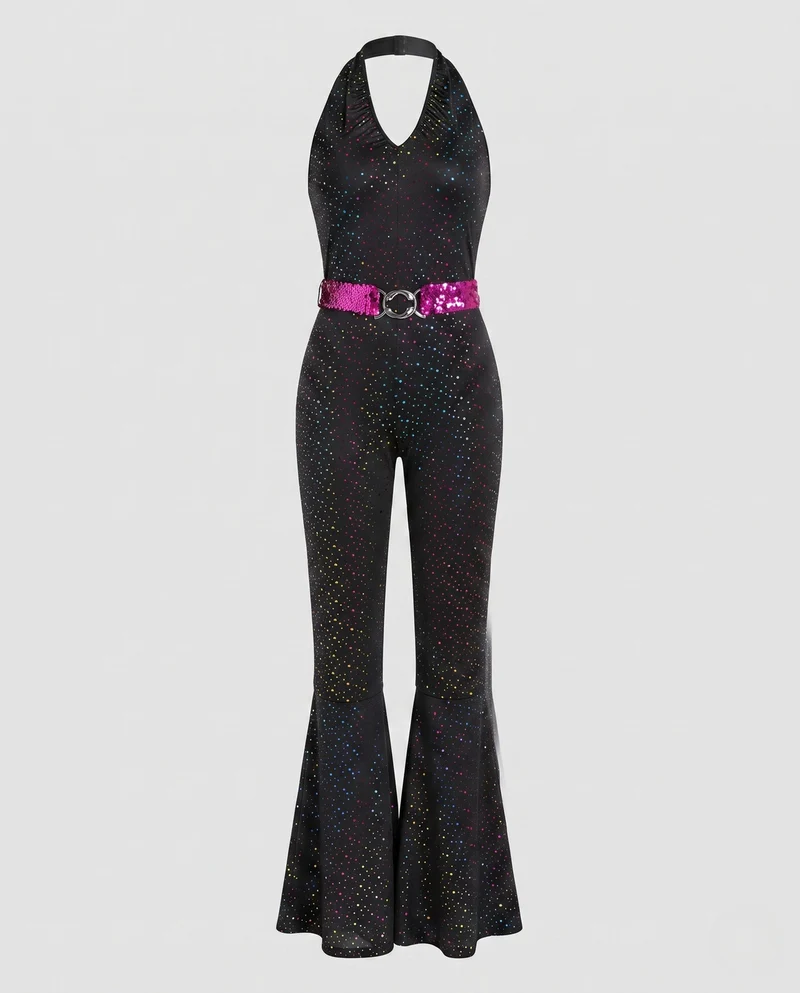 Damen Funkelndes Jumpsuit mit weitem Bein Nord Taschen