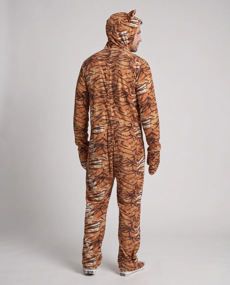 Herren Plüsch-Tigerkostüm mit Kapuze und Schwanz Nord Taschen