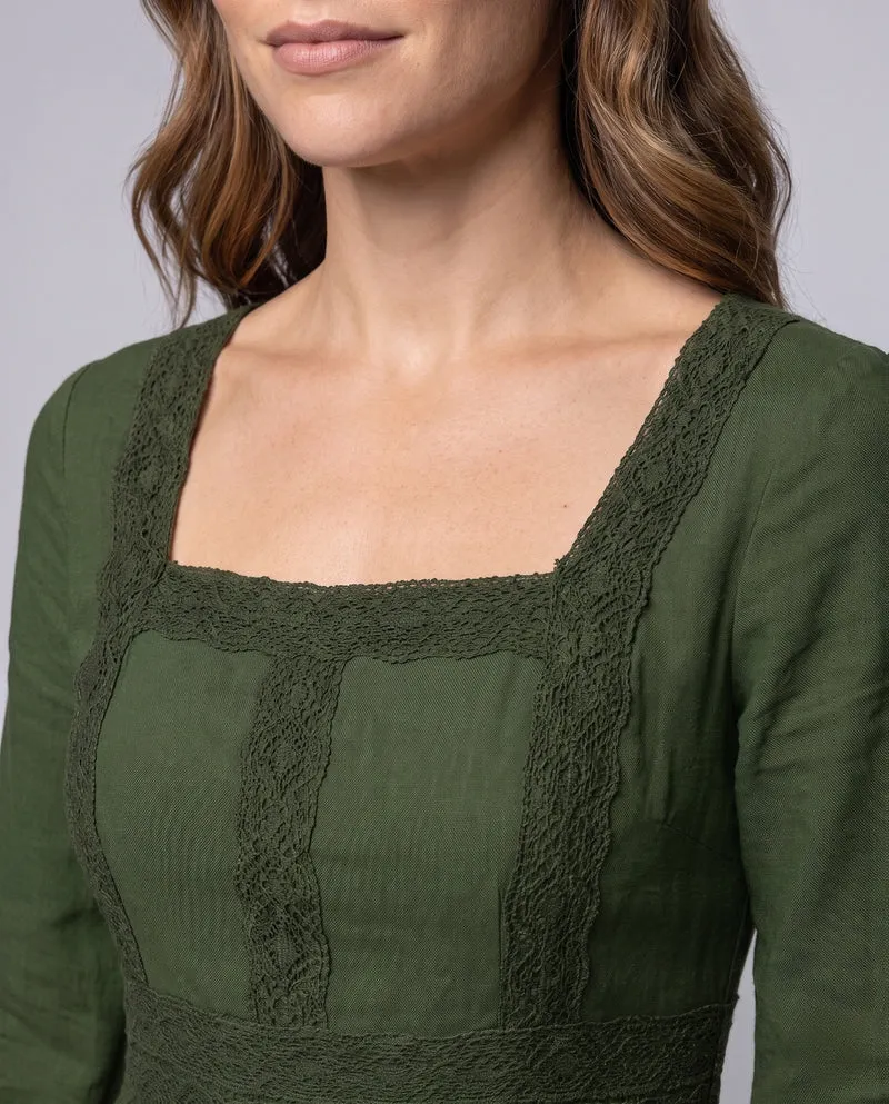 Damen Romantisches Boho Maxi Kleid mit Weiten Ärmeln und Spitzenakzenten Nord Taschen