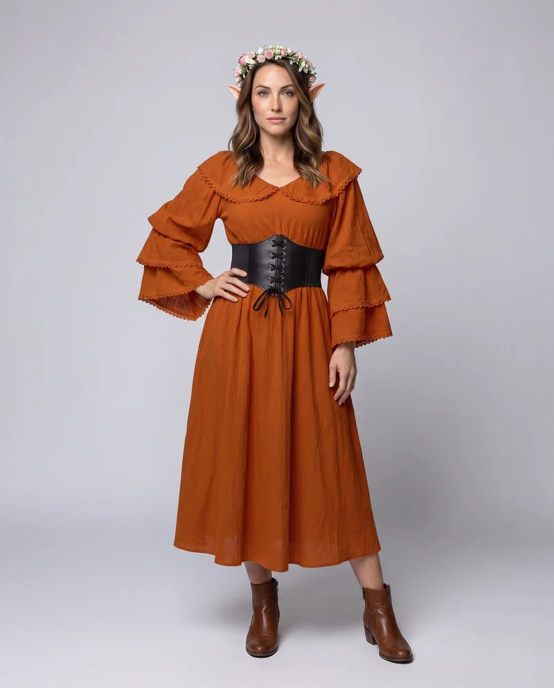 Romantisches Maxikleid für Frauen mit Rüschendetails Nord Taschen