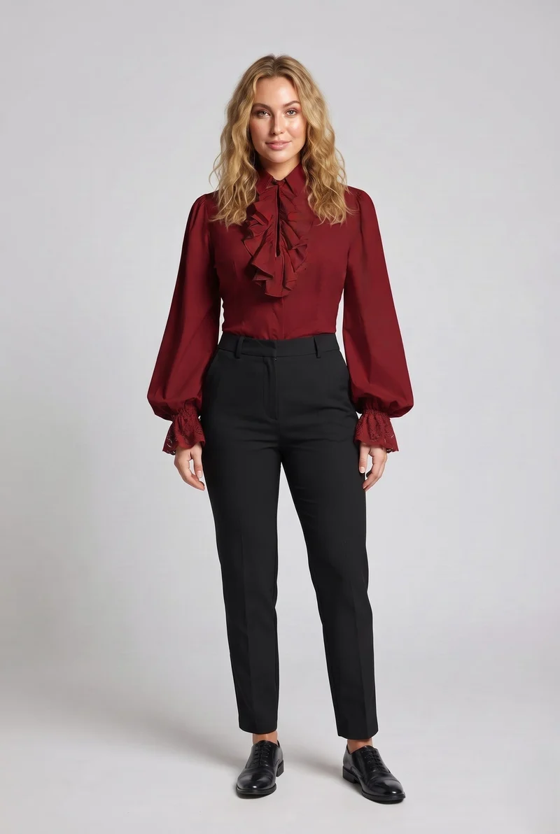 Damen Rüschbluse mit elegantem Kragenbereich Nord Taschen