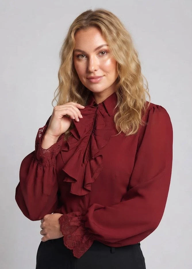 Damen Rüschbluse mit elegantem Kragenbereich Nord Taschen