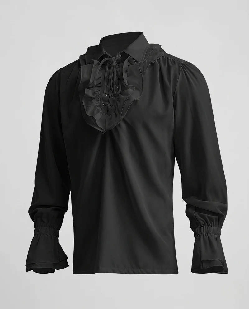 Damen Historisches Rüschenshirt mit eleganter Schnürung Nord Taschen