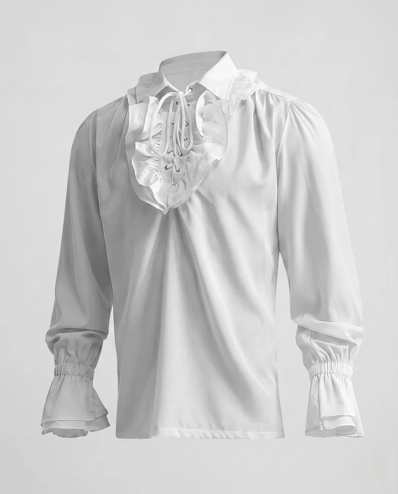 Damen Historisches Rüschenshirt mit eleganter Schnürung Nord Taschen