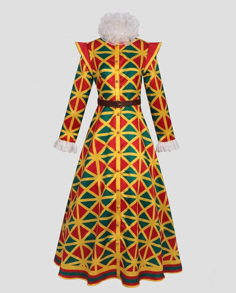 Damen Karneval Kostüm mit buntem Oberteil, Hose und Kragen Nord Taschen