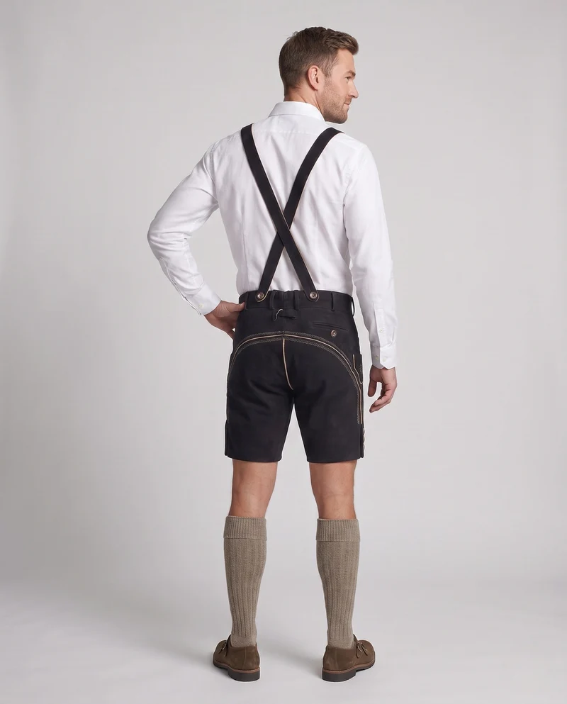 Herren stilvolle traditionelle Lederhosen mit aufwendiger Stickerei Nord Taschen