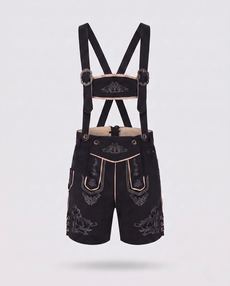 Herren stilvolle traditionelle Lederhosen mit aufwendiger Stickerei Nord Taschen