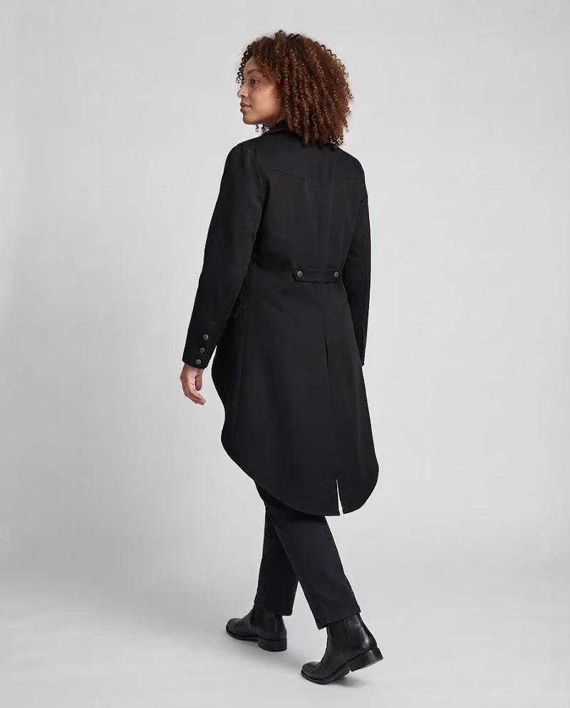 Damen Langmantel mit asymmetrischem Schnitt und aufwändigen Knopfdetails Nord Taschen