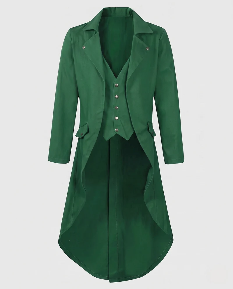 Damen Langmantel mit asymmetrischem Schnitt und aufwändigen Knopfdetails Nord Taschen