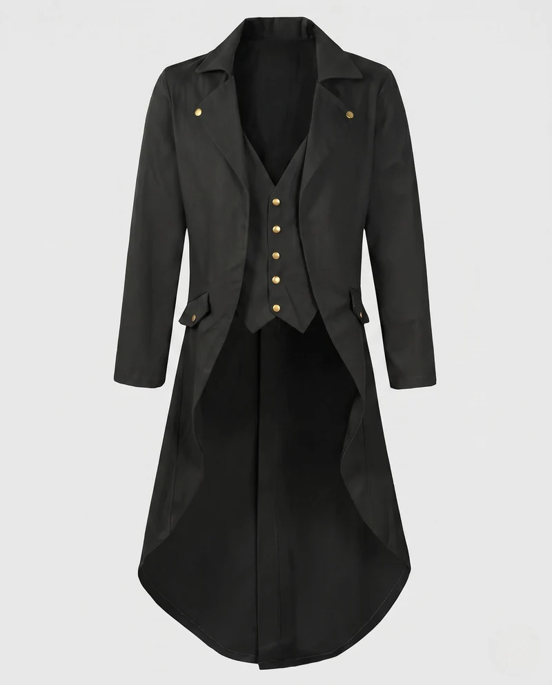 Damen Langmantel mit asymmetrischem Schnitt und aufwändigen Knopfdetails Nord Taschen