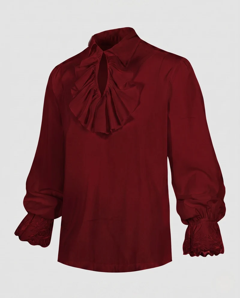 Damen elegante Bluse mit Rüschendetails und subtiler Spitze dekorativen Nord Taschen