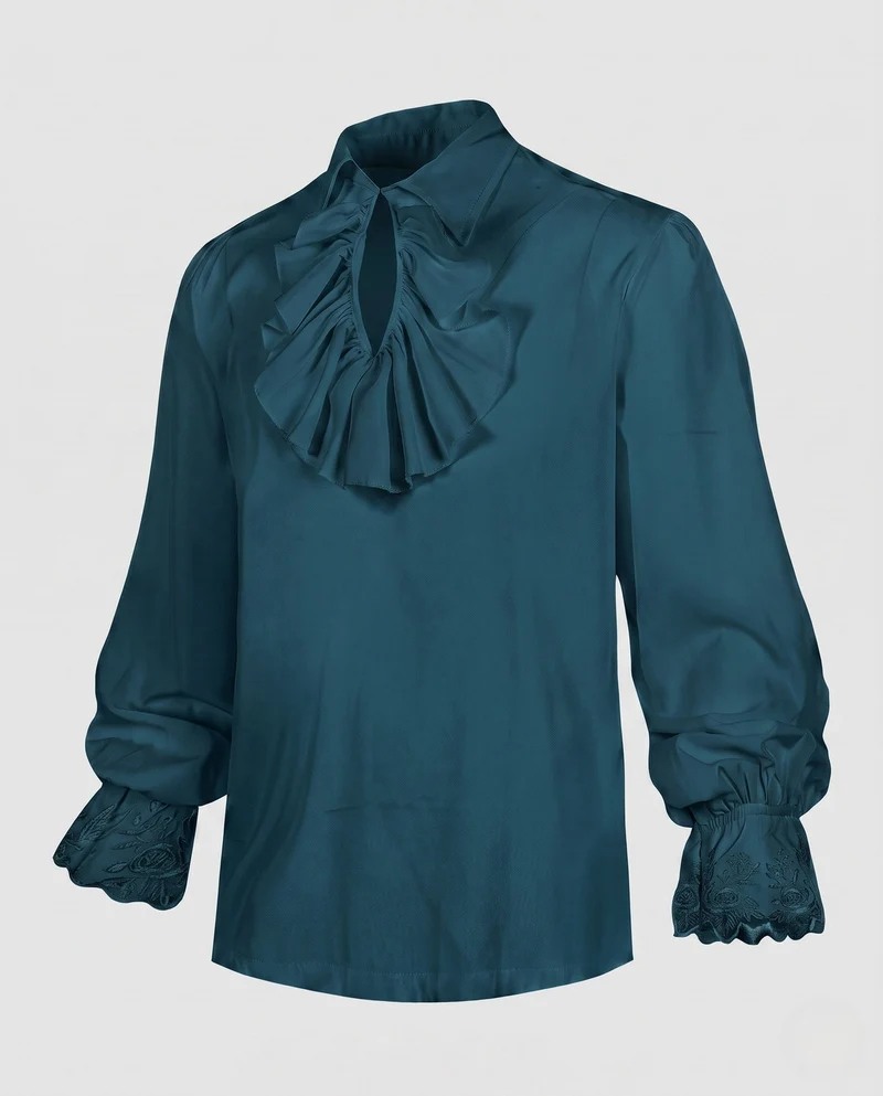 Damen elegante Bluse mit Rüschendetails und subtiler Spitze dekorativen Nord Taschen