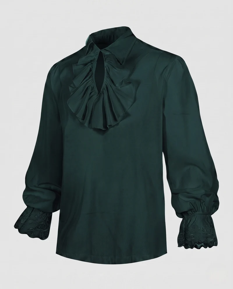 Damen elegante Bluse mit Rüschendetails und subtiler Spitze dekorativen Nord Taschen