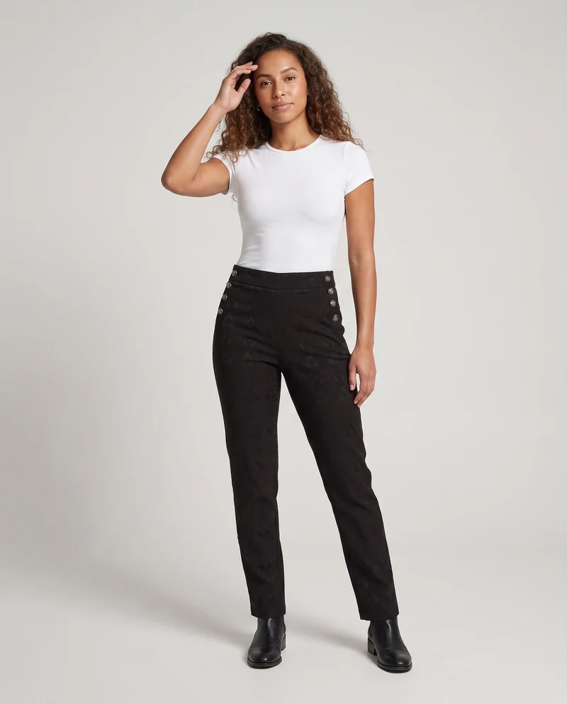 Damen elegante Hose mit modischen Knöpfen Nord Taschen