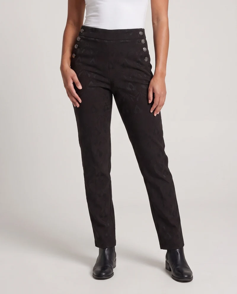 Damen elegante Hose mit modischen Knöpfen Nord Taschen