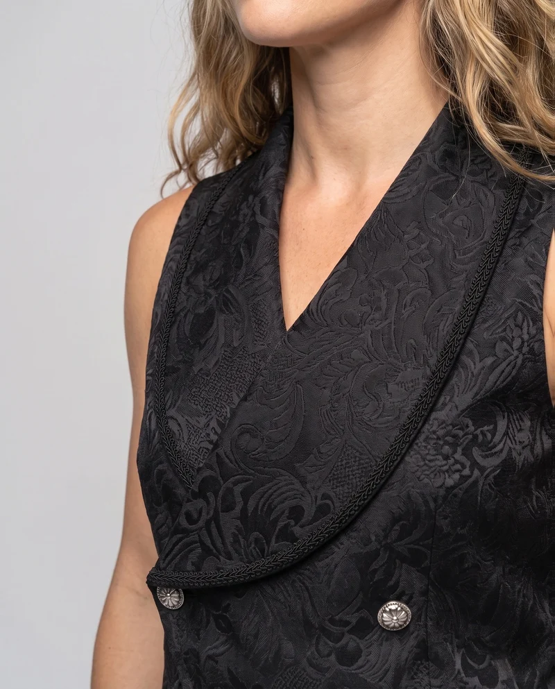 Damen eleganter Jacquard-Weste mit doppelt gefütterter Knopfleiste Nord Taschen