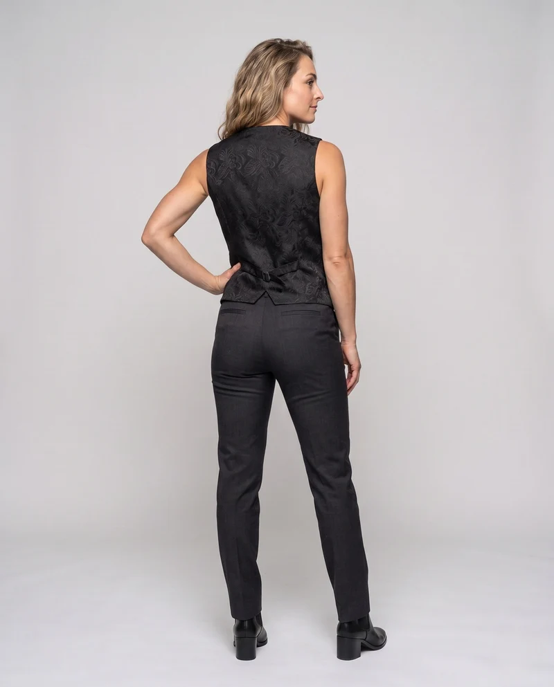 Damen eleganter Jacquard-Weste mit doppelt gefütterter Knopfleiste Nord Taschen