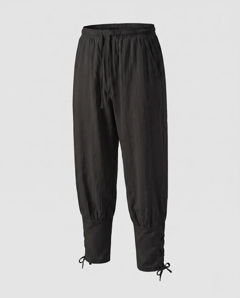 Damen elegante Freizeithosen mit elastischem Bund und seitlichen Schnürdetails Nord Taschen