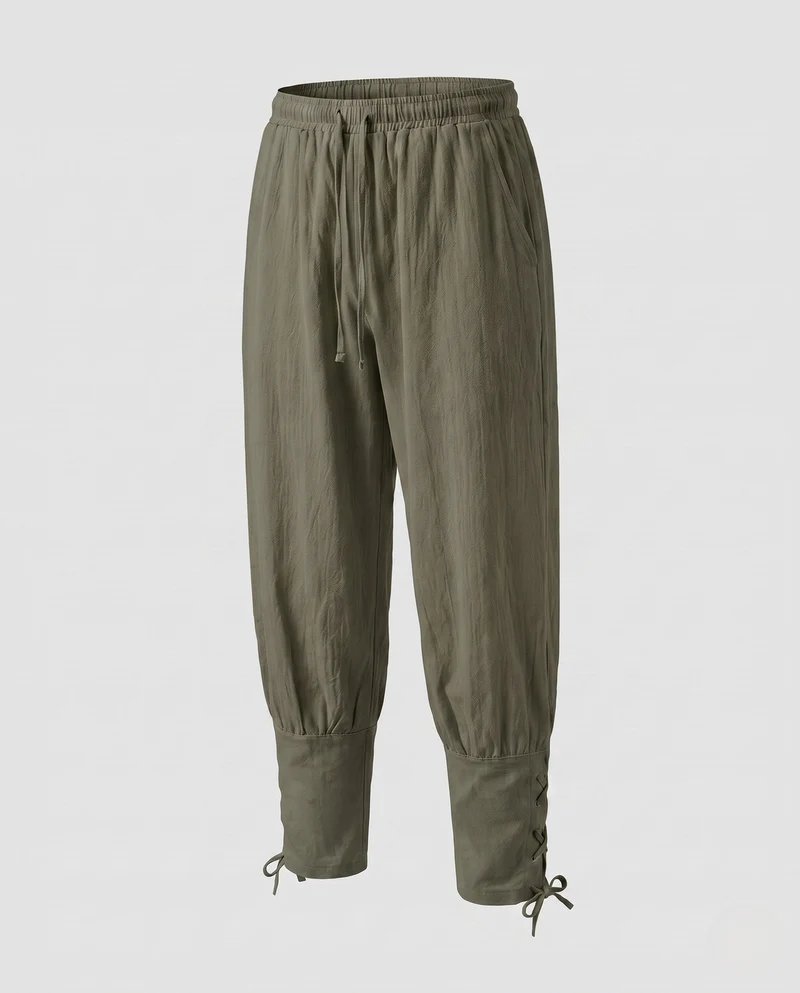 Damen elegante Freizeithosen mit elastischem Bund und seitlichen Schnürdetails Nord Taschen
