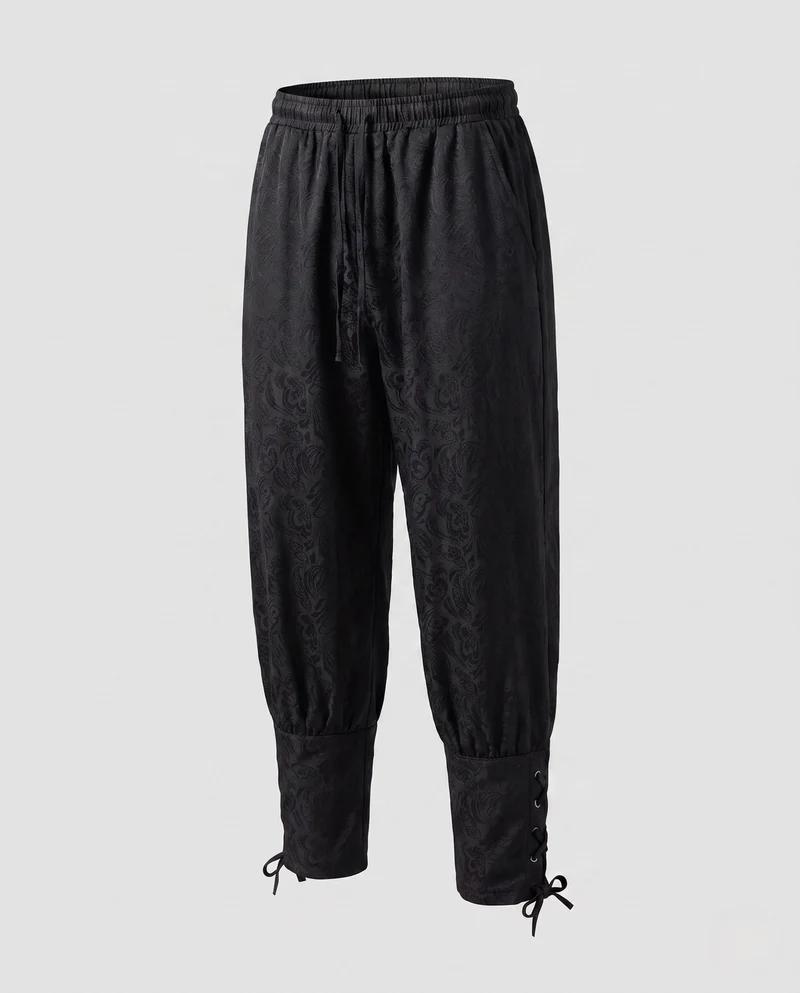 Damen elegante Freizeithosen mit elastischem Bund und seitlichen Schnürdetails Nord Taschen