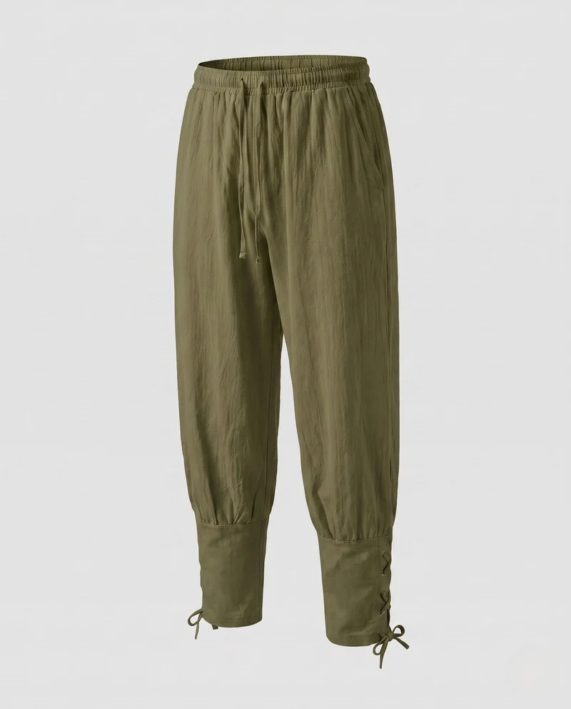 Damen elegante Freizeithosen mit elastischem Bund und seitlichen Schnürdetails Nord Taschen