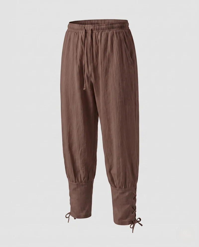 Damen elegante Freizeithosen mit elastischem Bund und seitlichen Schnürdetails Nord Taschen