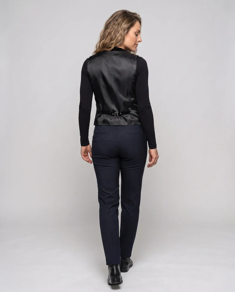 Damen eleganter runder Kragen Weste Nord Taschen