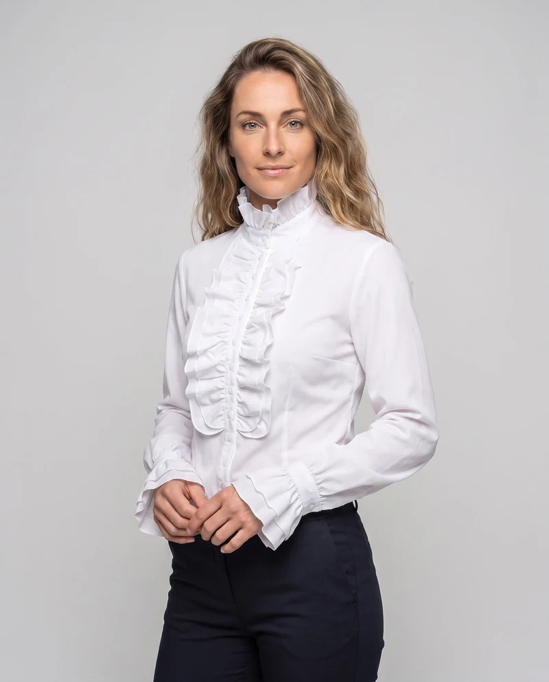 Damen elegante Rüsch Bluse Nord Taschen