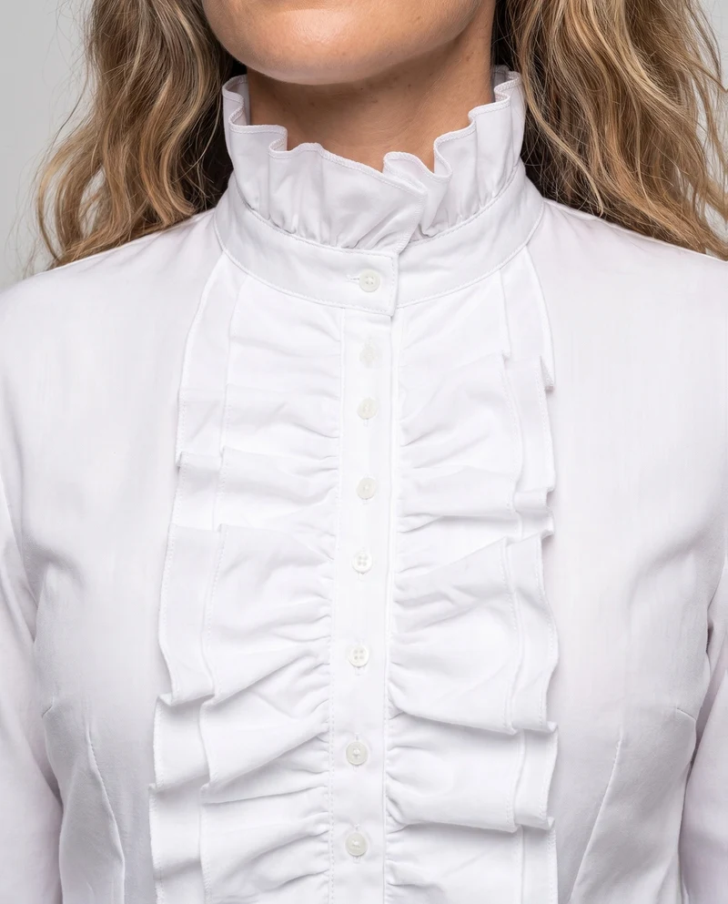 Damen elegante Rüsch Bluse Nord Taschen