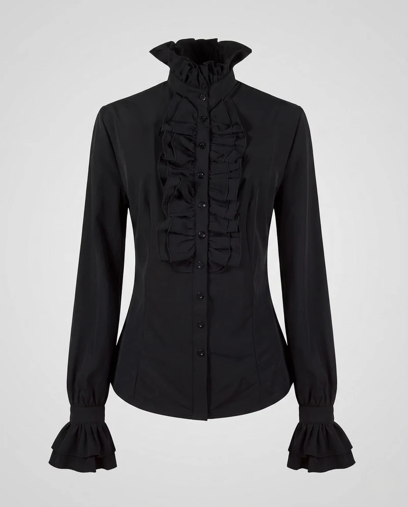 Damen elegante Rüsch Bluse Nord Taschen