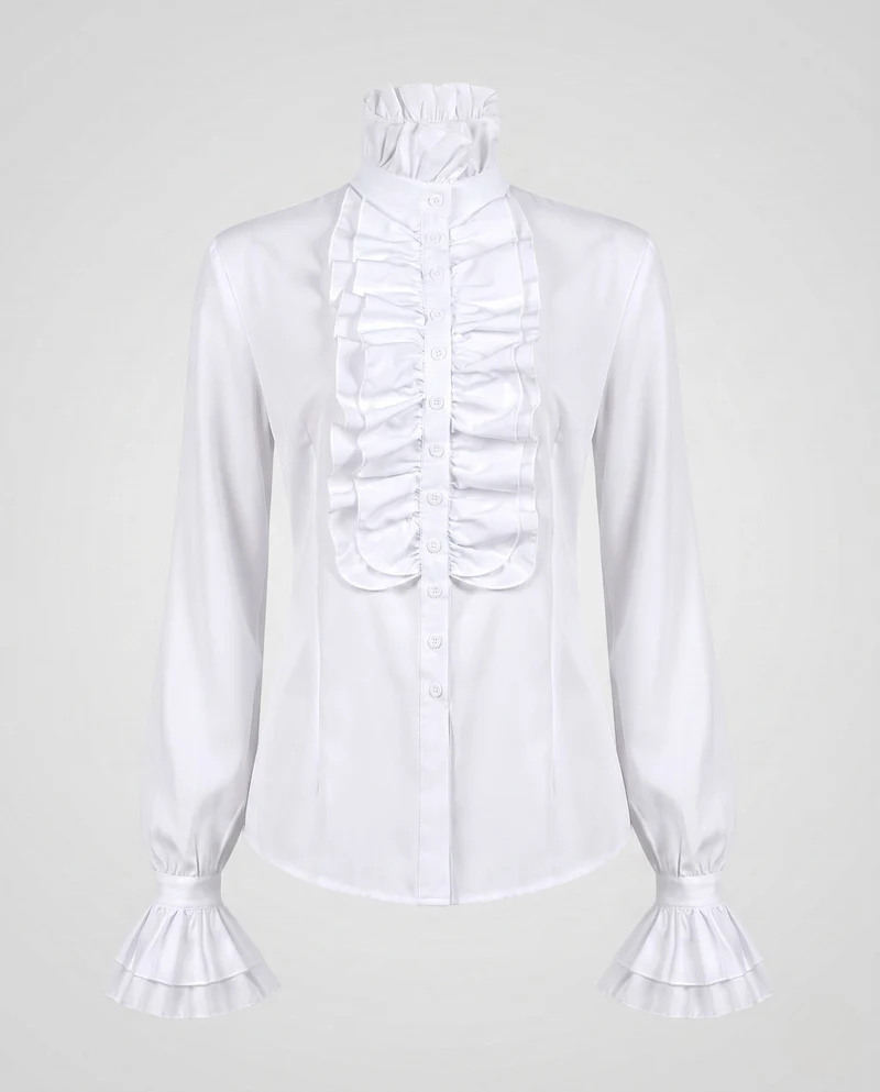 Damen elegante Rüsch Bluse Nord Taschen