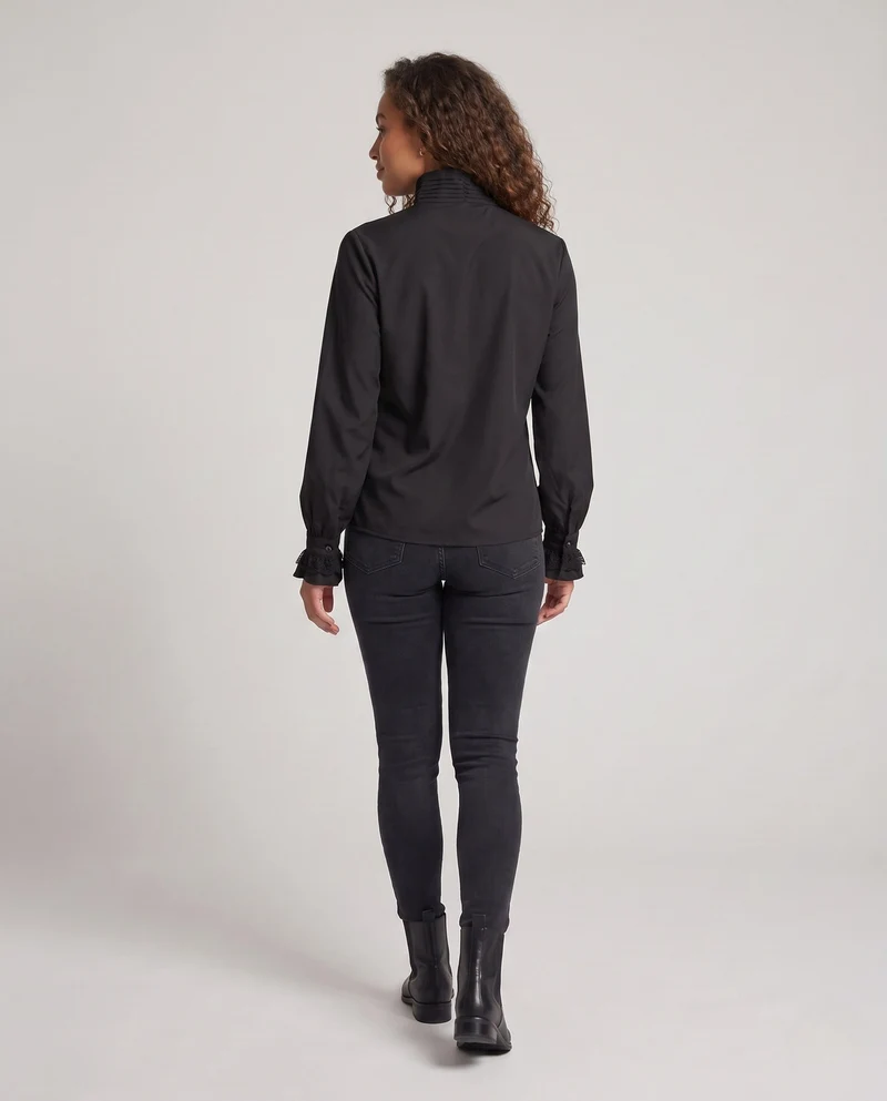 Damen elegante Rüschbluse mit exquisiten Spitzen Details Nord Taschen