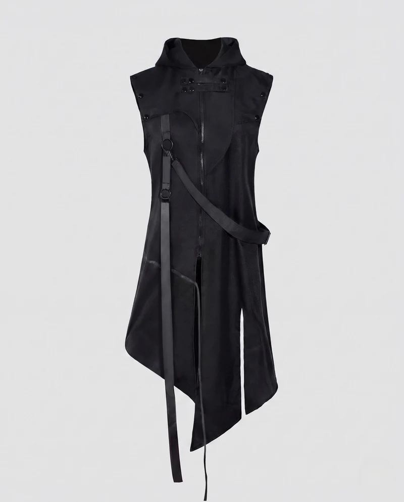Damen stilvolle Kapuze Umhang mit asymmetrischem Saum und dekorativen Details Nord Taschen