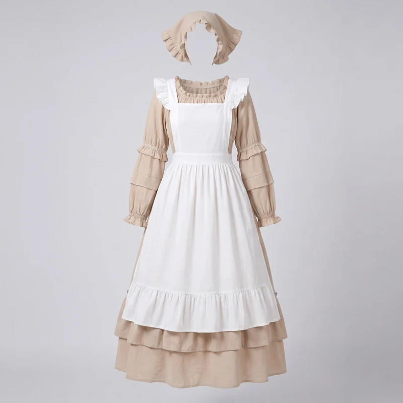 Frauen traditionelles Landhauskleid mit Rüschendetails und dekorativer Schürze Nord Taschen