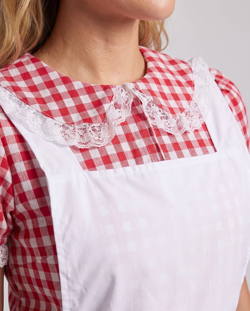 Damen traditionelle Landhauskleid mit Rüschendetails und Schürze Nord Taschen