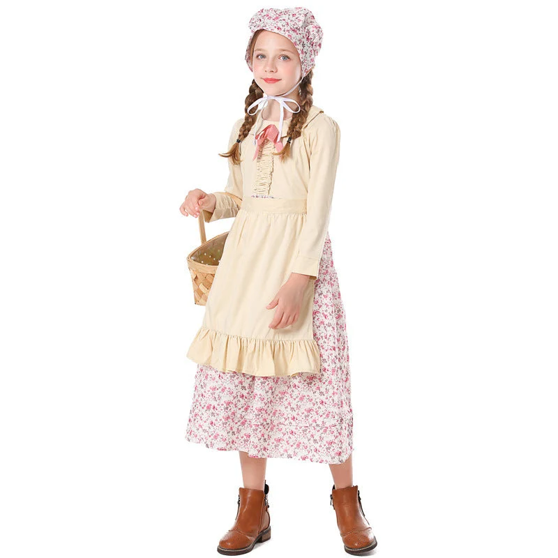 Mädchen Bauernhauskleid mit floralen Details Nord Taschen
