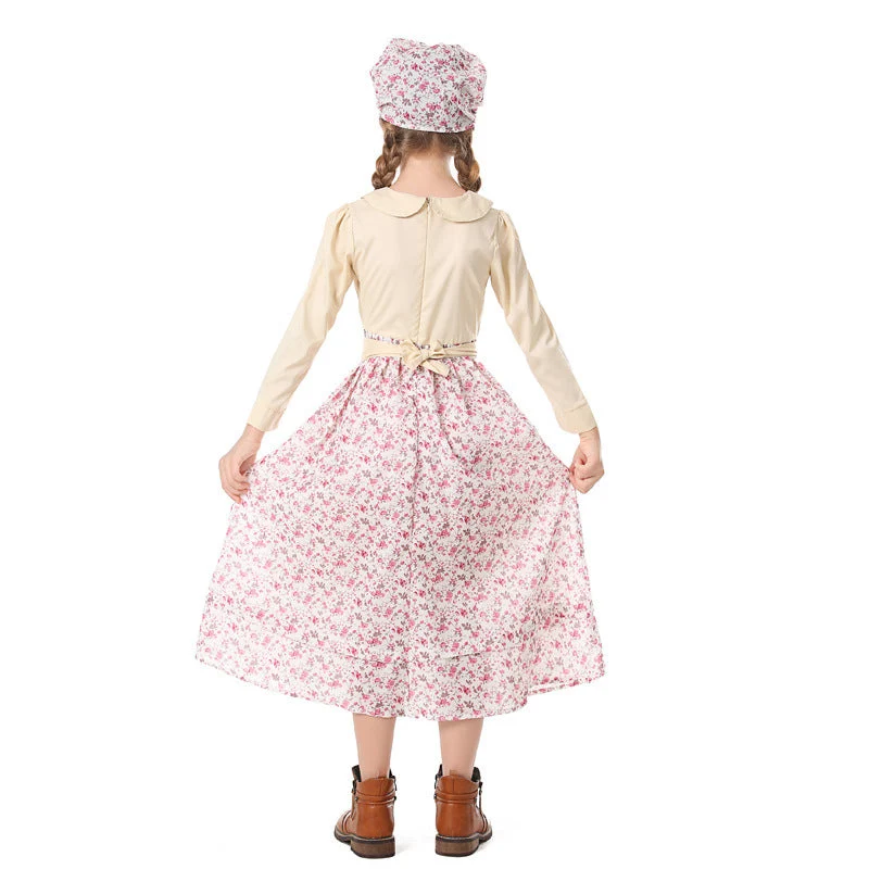 Mädchen Bauernhauskleid mit floralen Details Nord Taschen