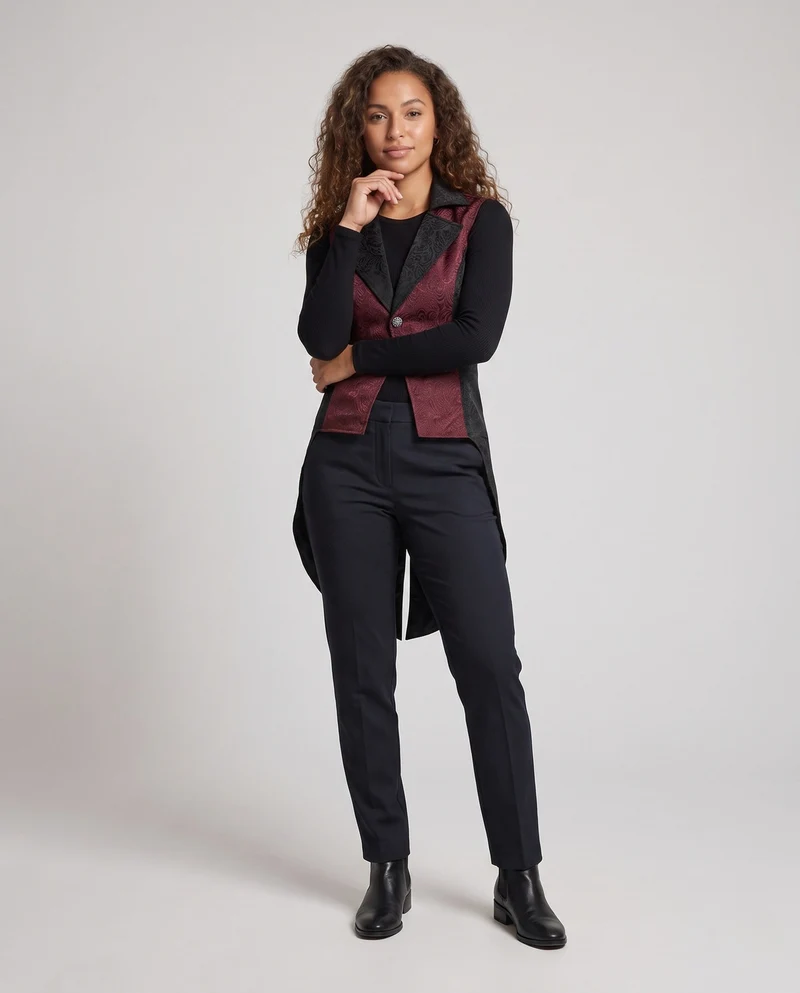Damen elegante, taillierte Frack mit Floral Muster und asymmetrischem Saum Nord Taschen