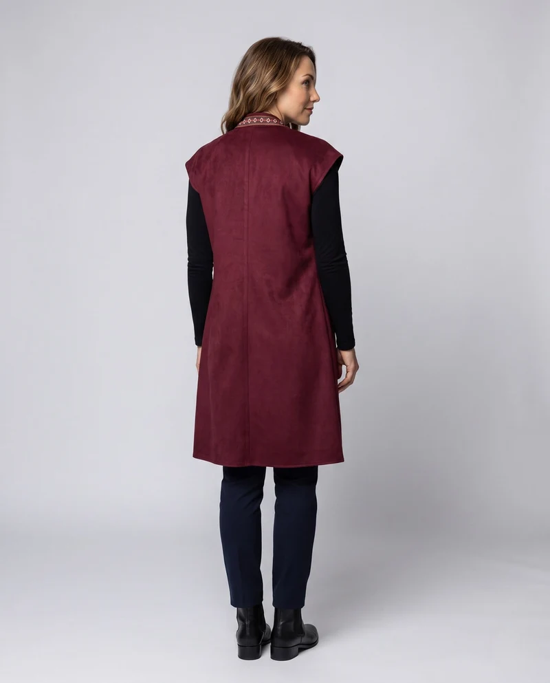 Damen Freizeit Velourskleid mit buntem Dekorationsband Nord Taschen
