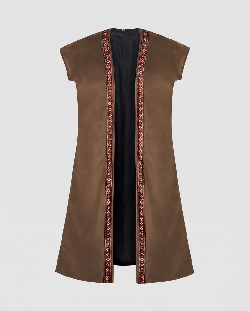 Damen Freizeit Velourskleid mit buntem Dekorationsband Nord Taschen