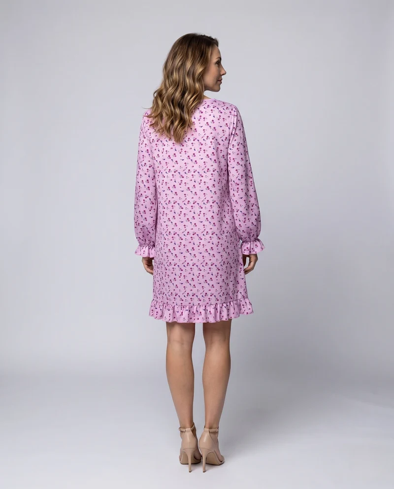Damen Freizeit Blumen Kleid mit Rüschendetails Nord Taschen