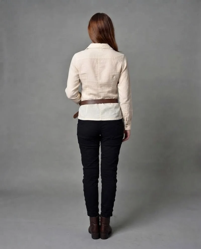 Damen Freizeit Langarmshirt mit Kordelzug Nord Taschen