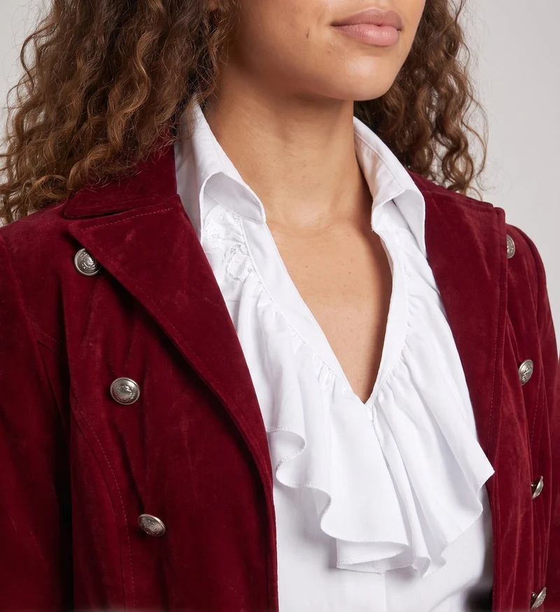 Damen elegante Rüschbluse mit fein gearbeiteten Ärmelbündchen Nord Taschen